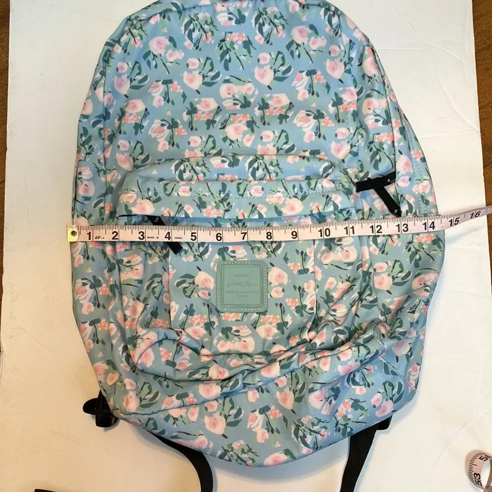 Floral backpack beautiful light blue and pink pastel flowered backpack